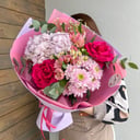 Букет «Весенний день» из роз и хризантем