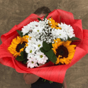 Композиция «Букет Подсолнуха, Хризантем и Гипсофилы»