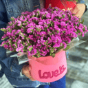 Розовая Статица в шляпной коробке