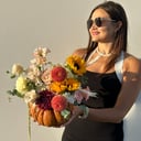 Букет «Авторская Осенняя Тыква с цветами» из эустом и экзотических цветов