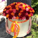 Шляпная коробка с цветами «101 роза в коробке»