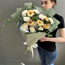 Букет «Свежесть души» из гвоздик и гербер