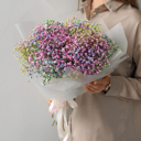 Букет из радужной гипсофилы Размер S из хризантем