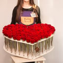 Композиция в форме сердца «Мое пылающее сердце» из роз