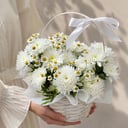 Белоснежная корзинка хризантем