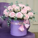 Шляпная коробка с цветами «Розовое счастье»