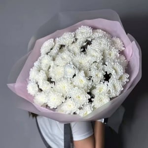 Букет «Белый бархат» из хризантем