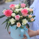 Шляпная коробка с цветами «Коробочка с розами»