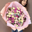 Сборный букет Премиум из роз и альстромерий