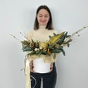 Шляпная коробка с цветами «Новогодняя композиция 27»