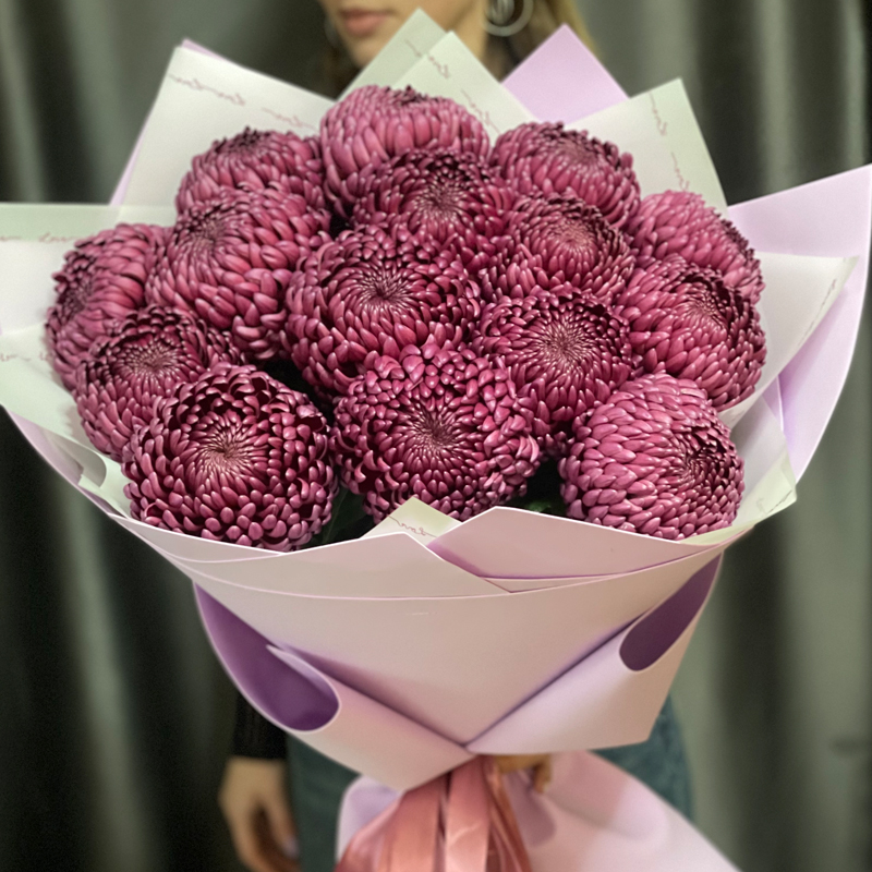 Букет «Хризантемы Бигуди Ред 15 штук»