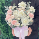 Шляпная коробка с цветами «Коробка с французскими розами сборная»