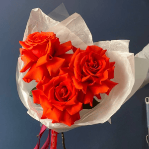 Букет «Моно из алой французской розы»