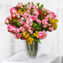 Fantasy Bouquet: pink Roses, Spray Roses and Alstroemerias