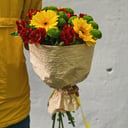 Букет «Малибу» из хризантем и альстромерий