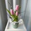 Коробка с цветами «Ведерко весны с тюльпанами»