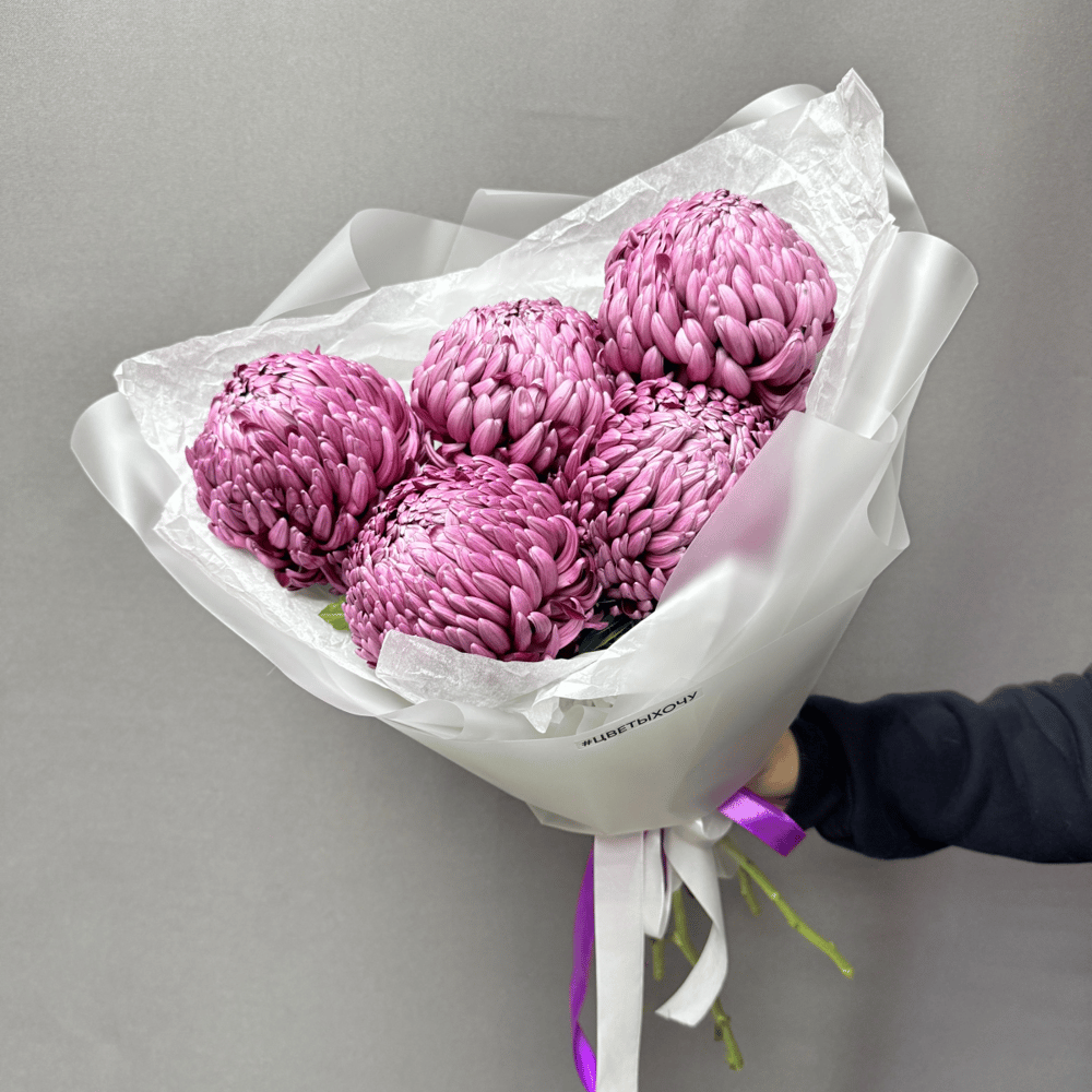 Букет из хризантем бигуди