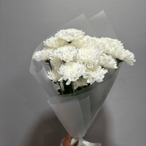 Монобукет из белых кустовых хризантем