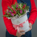 Шляпная коробка с цветами «Тюльпановый привет»