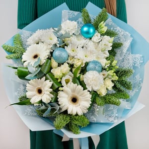 Букет «Снежная королева» из гербер и роз
