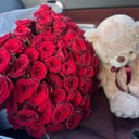 Букет «101 Роза и плюшевый медведь»