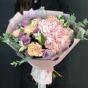 Букет «Туман» из роз и гвоздик