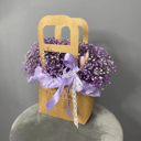 Коробка с цветами «Сиреневая гипсофила в сумочке»