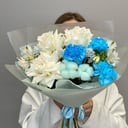 Аквамарин букет с розами, диантусами