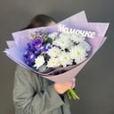 Букет для Мамочки из ирисов и хризантем