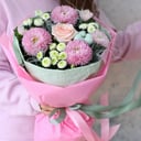 Авторский букет Tiffany из хризантем и роз