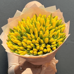 Букет из жёлтых тюльпанов 101 шт
