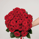 Моно букет 25 красных роз под ленту