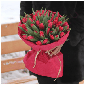 Букет из красных тюльпанов 51шт