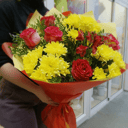 Букет «Свобода духа» из роз и хризантем