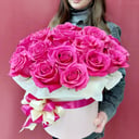 Шляпная коробка с цветами «Коробка 25 роз премиум»