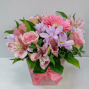 Композиция «Солнечная» из роз и альстромерий