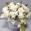 Шляпная коробка с цветами «Нежная лунная гвоздика в коробке»