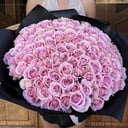 Букет «101 Розовая Роза (60 см) в черной матово»