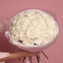 Белоснежный букет из 25 роз