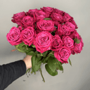 Букет «21 малиновая Роза под ленту»