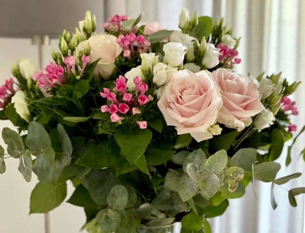 Pink and white spring arrangement