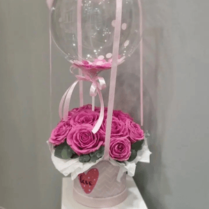 Шляпная коробка с цветами «Розовая Геометрия»