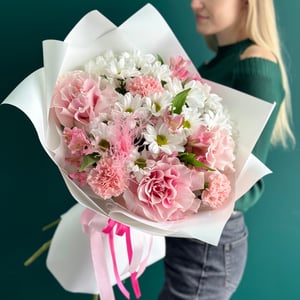 Милый букетик бело-розовый