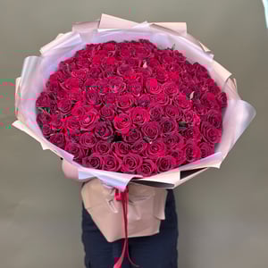 Букет «101 шикарная красная роза 60 см»