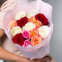 Букет из разноцветных роз 15 шт