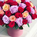 51 роза в шляпной коробке