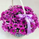 Корзина с цветами «Розовое Облако» из хризантем