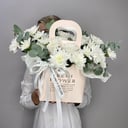 Коробка с цветами «Альпийское сияние композиция из хризанте» из хризантем