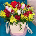 Композиция «Солнечный Луч» из тюльпанов и мимоза