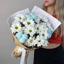 Букет из хлопка и хризантемы